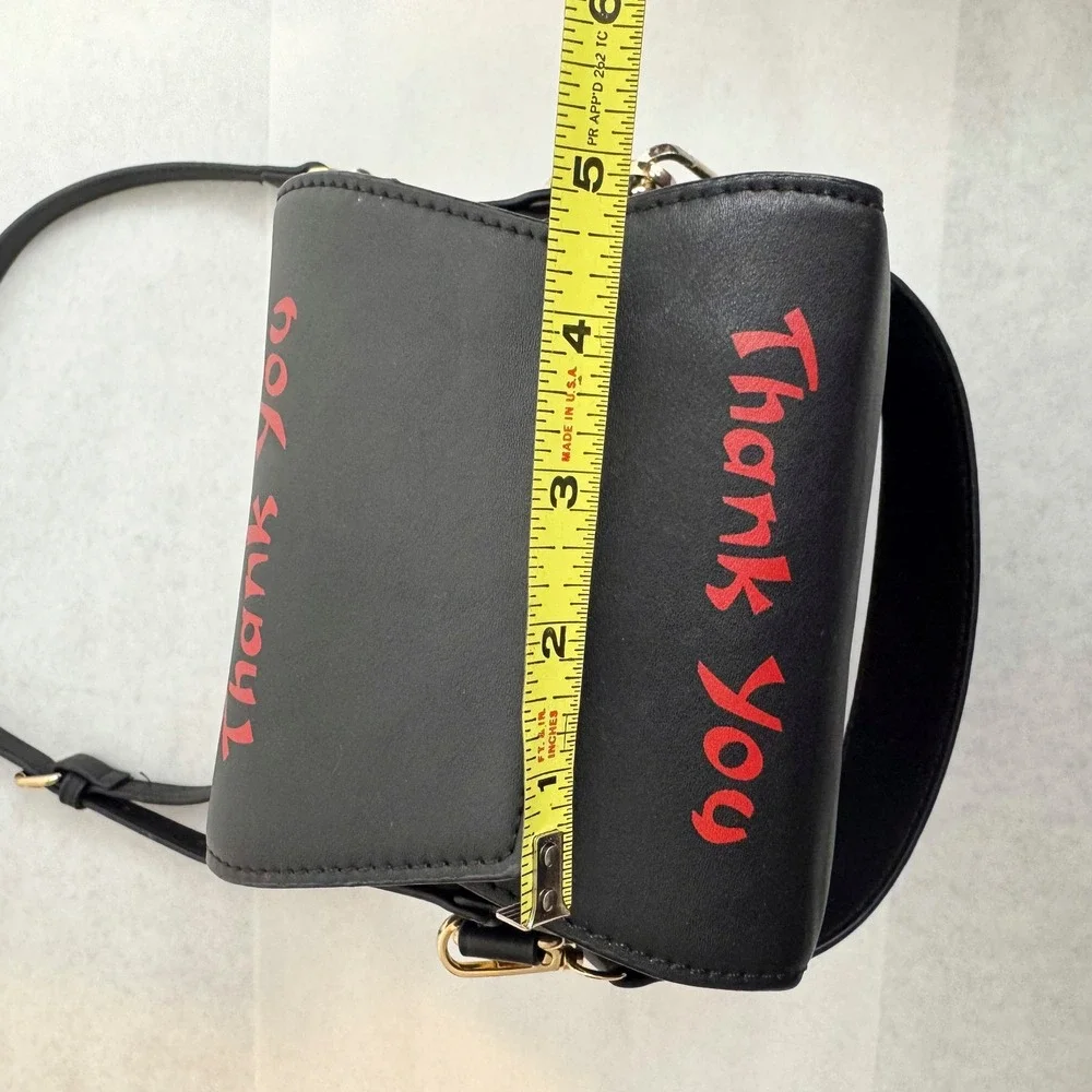 Black Chinese Takeout Box Crossbody Bag Red Pagoda Thank You Novelty Purse - Picture 8 of 9